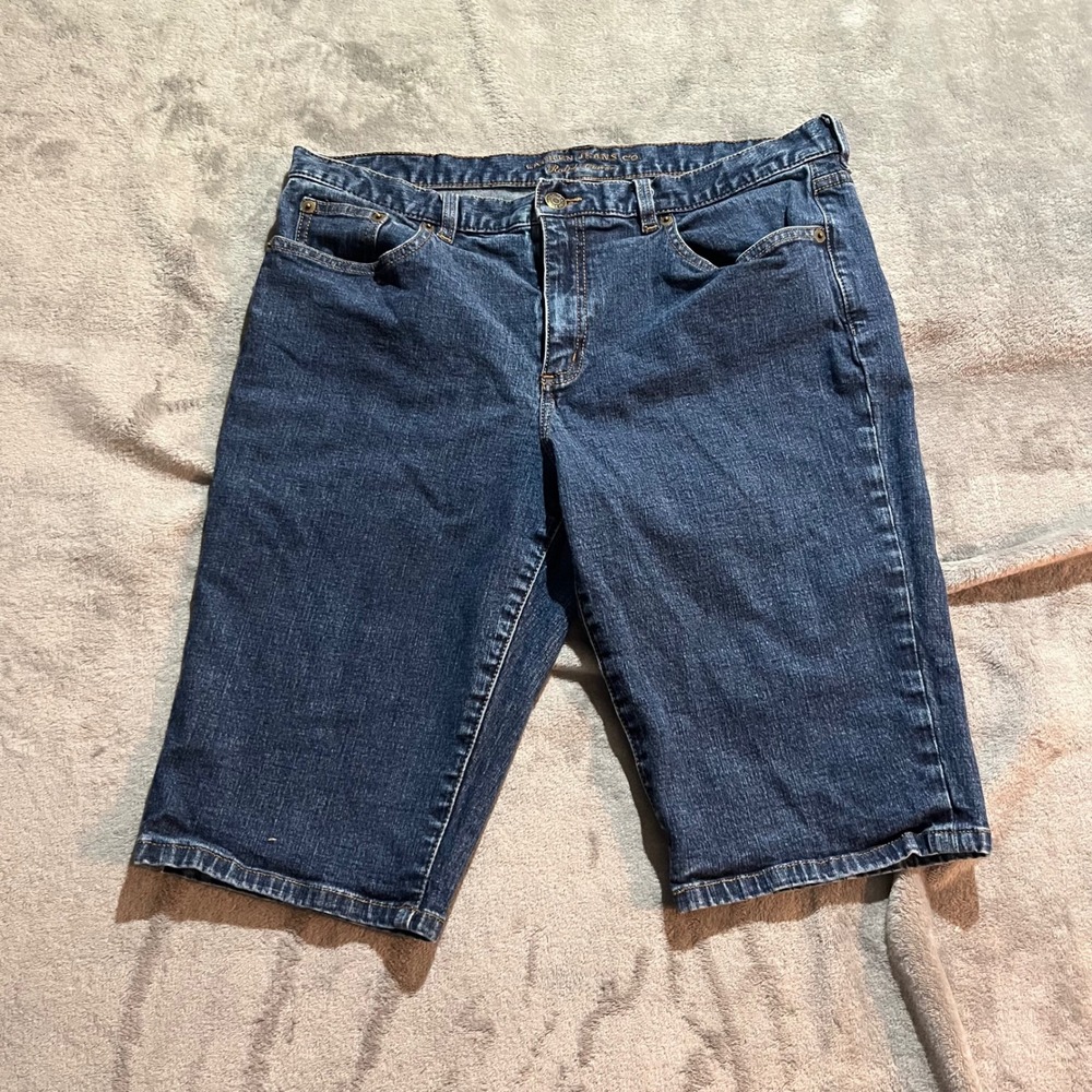 Lauren Ralph Lauren Denim Shorts Womens 12 Blue Bermuda Dark Wash Stretch